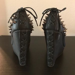 Liliana Black Spiked Wedges